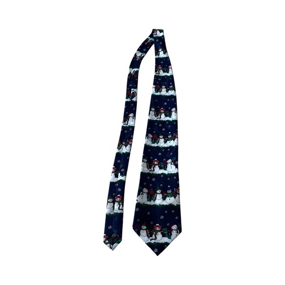Hallmark Yule Tie Greetings Snowman Christmas Holiday‎ Novelty Print Tie MMG - Picture 5 of 8